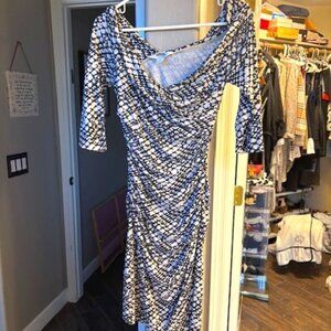 Diane von Furstenberg Classic Iconic Black & White Wrap Dress, Mid-Length, Sz 6